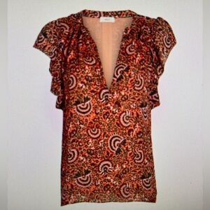 A.L.C. June ruffled floral chiffon top Size 4